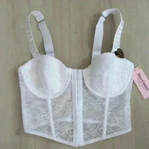Juicy Couture White Lace Longline Bustier Bra NWT